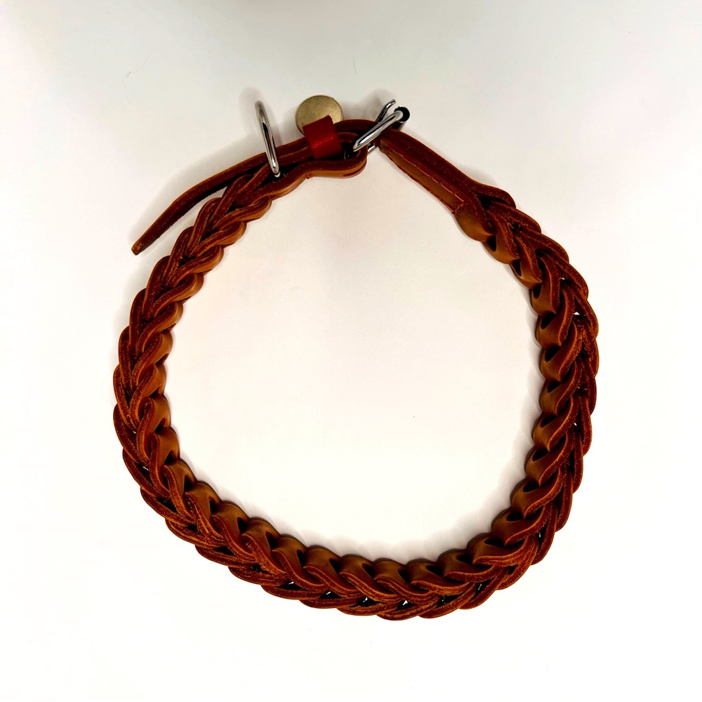 Boutique Handmade Leather Dog Collar - SIZE 21”-24”